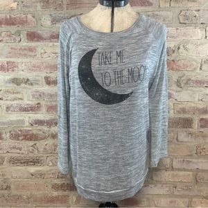 Take me to the moon pullover gray top xl